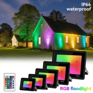 pack of 2 rgb led spotlights, outdoor color changing adjustable projector