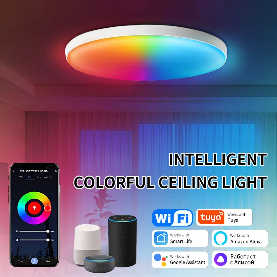 smart wifi ceiling light 24w 220v rgb circular ambient lamp smart wifi ceiling light 24w 220v rgb circular ambient lamp