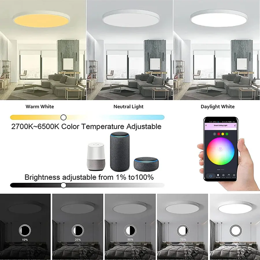 smart wifi ceiling light 24w 220v rgb circular ambient lamp smart wifi ceiling light 24w 220v rgb circular ambient lamp