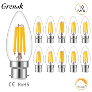 10pcs led candle dimmable edison lights bulb daylight 6000k