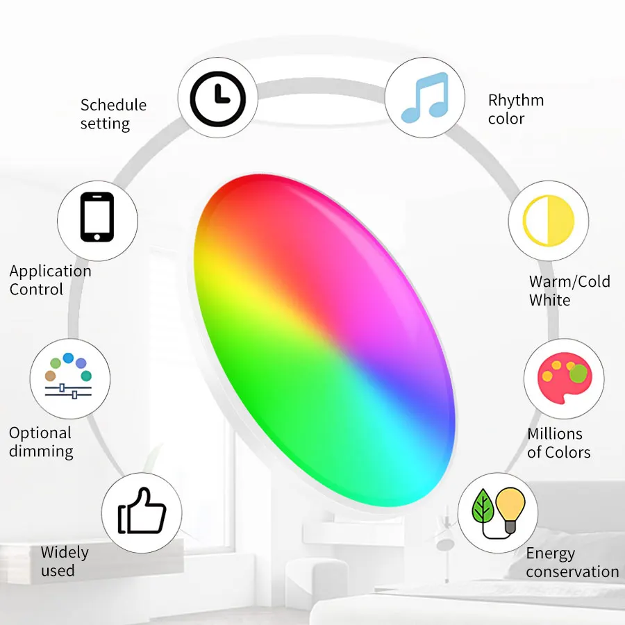smart wifi ceiling light 24w 220v rgb circular ambient lamp smart wifi ceiling light 24w 220v rgb circular ambient lamp