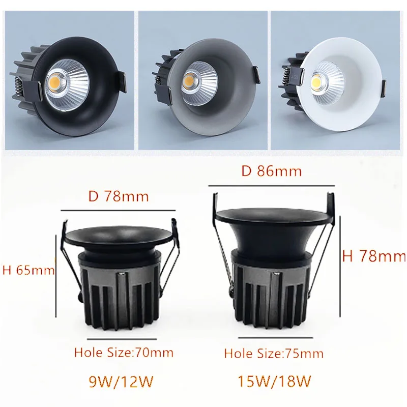 led adjustable cob concentrator ac85 265v 9w 12w 15w 18w led adjustable cob concentrator ac85 265v 9w 12w 15w 18w