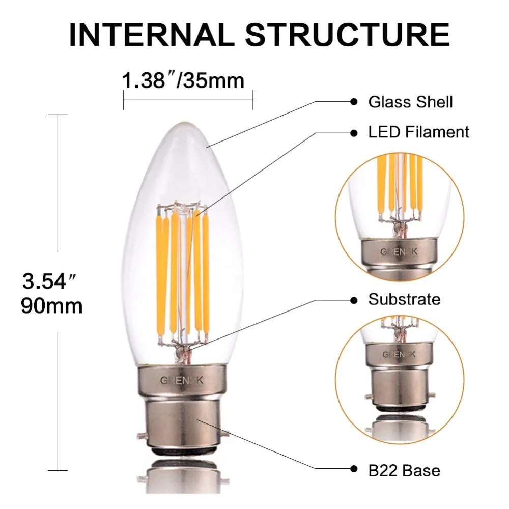 10pcs led candle dimmable edison lights bulb daylight 6000k 10pcs led candle dimmable edison lights bulb daylight 6000k