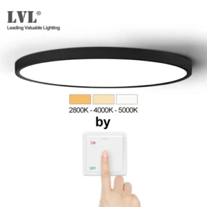 led ultra thin panel light black white shell 18w 24w 32w adjustable lighting color