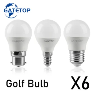 6pcs g45 led golf bulb 3w 7w e14 e27 b22 ac220v warm white 3000k