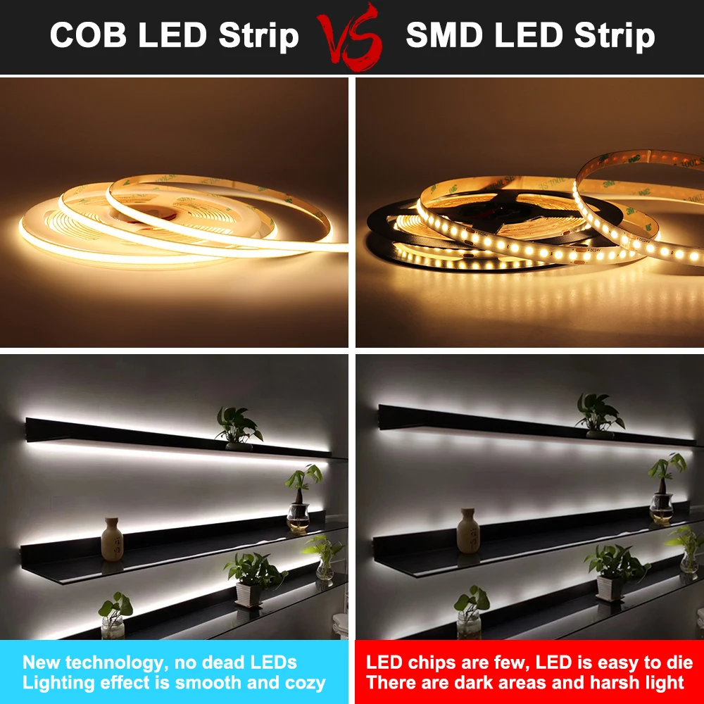 5m led strip light 12v 24v cob led strip high density flexible dimmable led tape 5m led strip light 12v 24v cob led strip high density flexible dimmable led tape