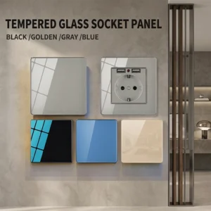 86 type tempered glass wall switch socket panel eu french uk standard 1/2/3/4 gang
