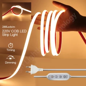 self adhesive 220v cob led strip 288leds/m ip65 waterproof