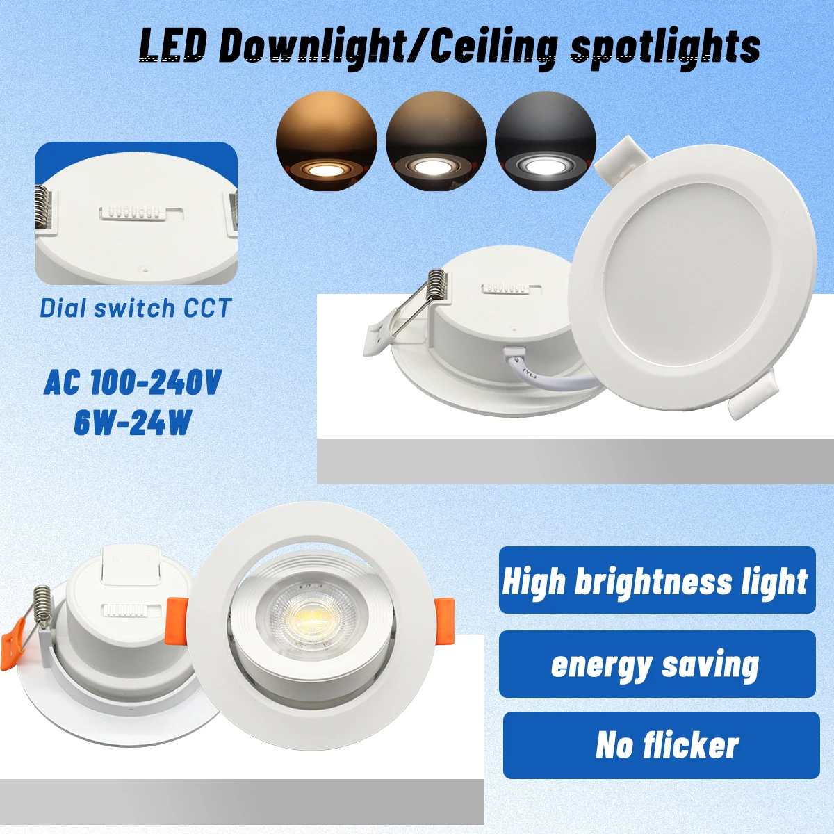 2pcs recessed led spot downlight dial swich cct 3 color adjusted ceiling light ac 120v 220v 2pcs recessed led spot downlight dial swich cct 3 color adjusted ceiling light ac 120v 220v