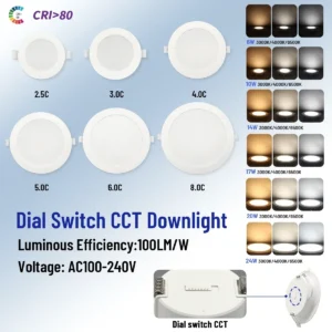 1 10pcs led downlight 100 240v dial swich cct 3000k/4000k/6500k