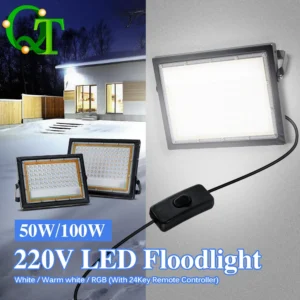 50w/100w led outdoor floodlight with white light/warm light/rgb with switch