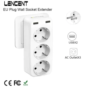eu plug 5 in 1 wall socket extender with 3 ac outlet 2 usb