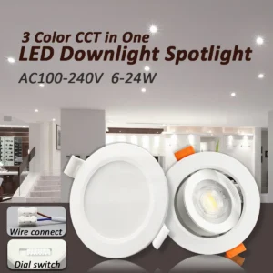 6pcs recessed round square dial swich cct led spot downlight 6w