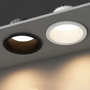 led recessed downlight, round anti glare spotlights 10w 75mm cutout black white for kitchen bedroom corridor ceiling