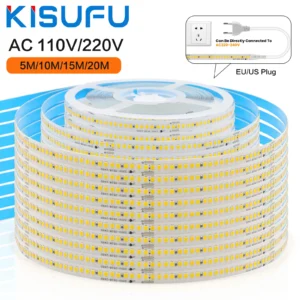 5m 10m 15m 20m/roll ac 110v 220v led strip light with plug