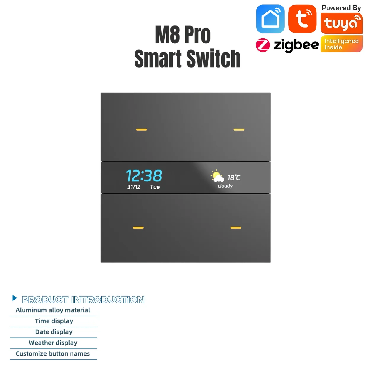 smart switch & zigbee 3.0 hub: hd weather/clock smart switch & zigbee 3.0 hub: hd weather/clock