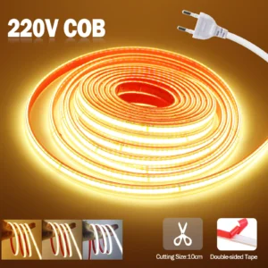 ac 220v cob strip ip65 waterproof 10cm cut 240leds/m