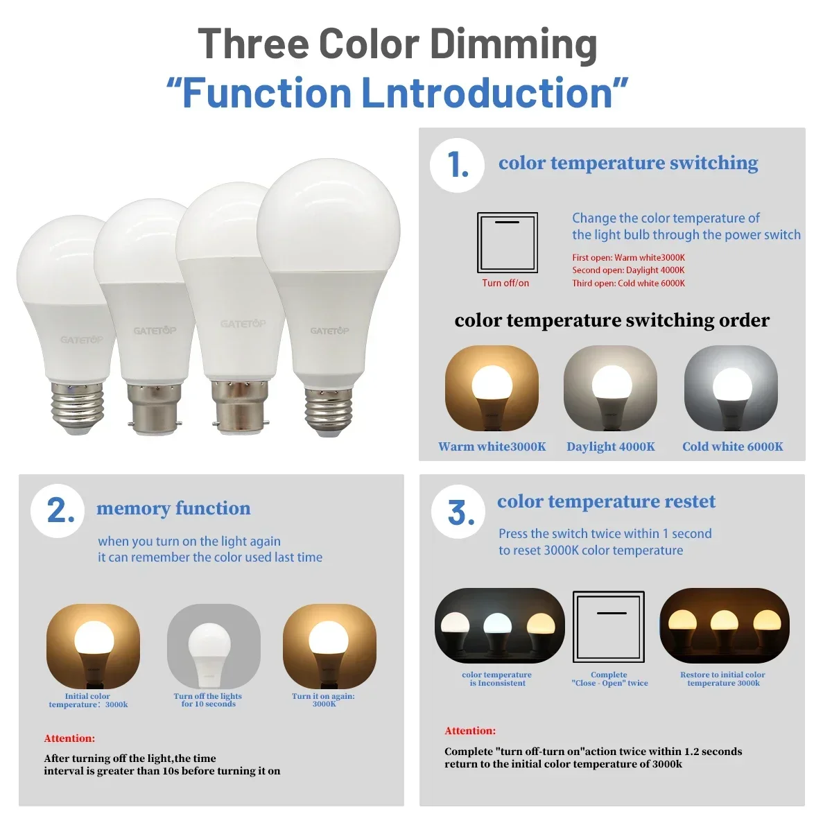 5pcs wall switch 3 cct e27 b22 bulb color temperature ac220v 5pcs wall switch 3 cct e27 b22 bulb color temperature ac220v