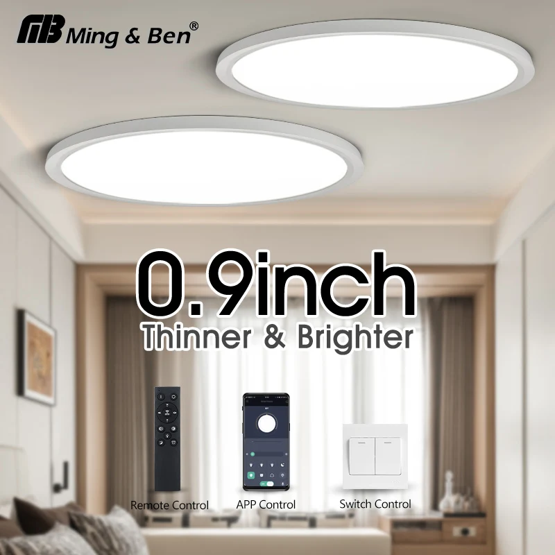 smart ceiling lights 0.9 inch with remote app control ultra thin dimmable large modern round lamp smart ceiling lights 0.9 inch with remote app control ultra thin dimmable large modern round lamp