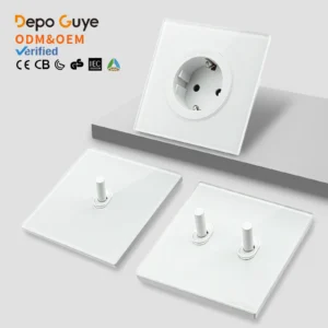 wall toggle light switch eu fr standard white glass panel european power socket