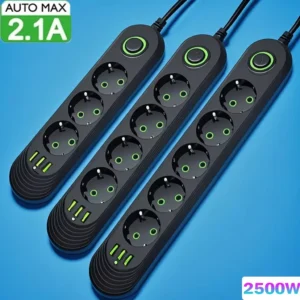 2500w eu plug ac outlet multiprise power strip extension