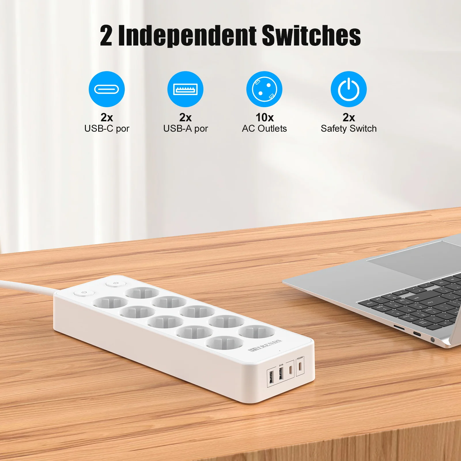 10 way european power strip with 2 usb a 2 usb c pd20w fast charging multiprise socket double switch surge protection 2m cable 10 way european power strip with 2 usb a 2 usb c pd20w fast charging multiprise socket double switch surge protection 2m cable