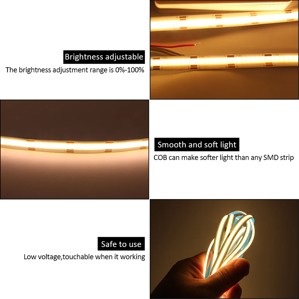 5m cob cct led strip 12v 24v dc 608leds fcob led 5m cob cct led strip 12v 24v dc 608leds fcob led