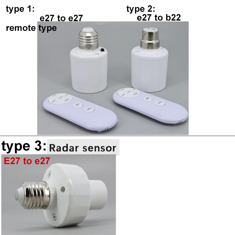 3 types radar or wireless e27 to b22 e27 remote control light bulb 3 types radar or wireless e27 to b22 e27 remote control light bulb