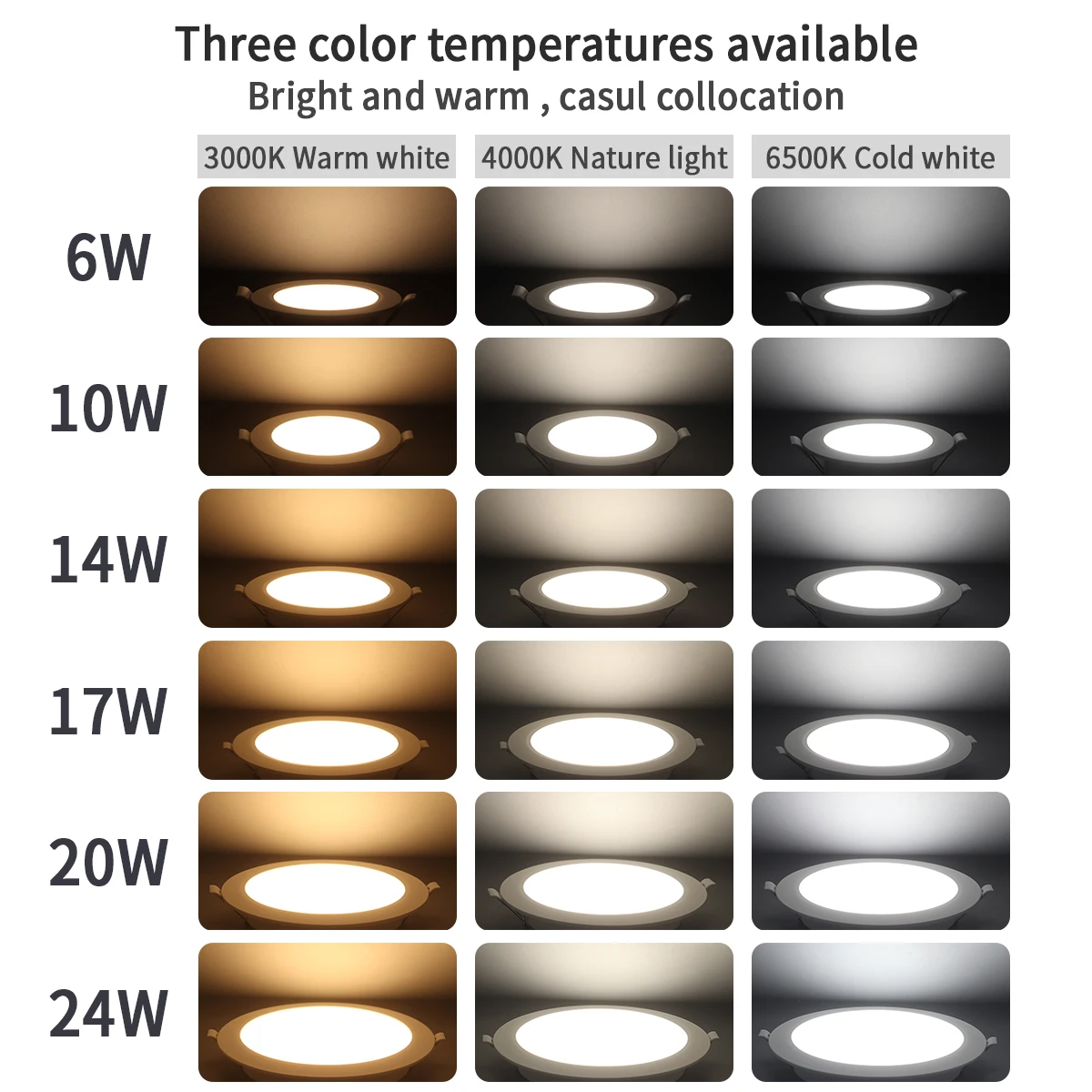 6pcs recessed round square dial swich cct led spot downlight 6w 6pcs recessed round square dial swich cct led spot downlight 6w