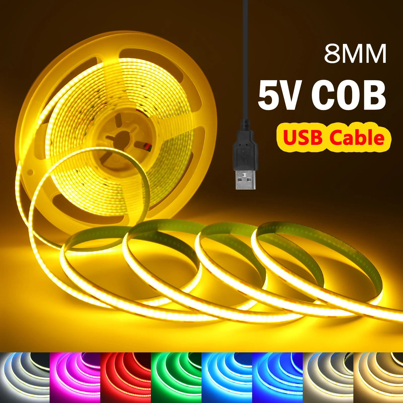 5v usb cob led strip light 320leds/m flexible diode tape 5v usb cob led strip light 320leds/m flexible diode tape