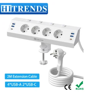 desktop usb socket power strip with individual switches, desk eu plug multiple socket