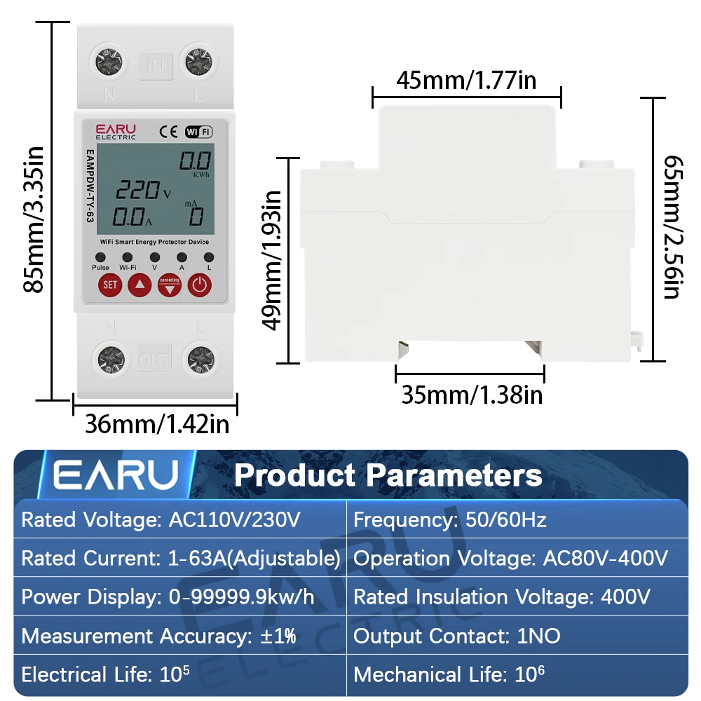 2p 63a 230v wifi smart energy meter 2p 63a 230v wifi smart energy meter