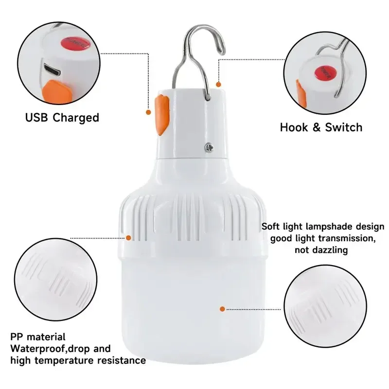 portable led camping lantern rechargeable 60w/80w/100w/200w lamp bulb portable led camping lantern rechargeable 60w/80w/100w/200w lamp bulb