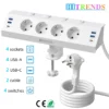 Eu Plug Multi-function power strip with desktop clamp 4 AC power outlets 4 USB-A and 2 USB-C 2 meter cable independent switches