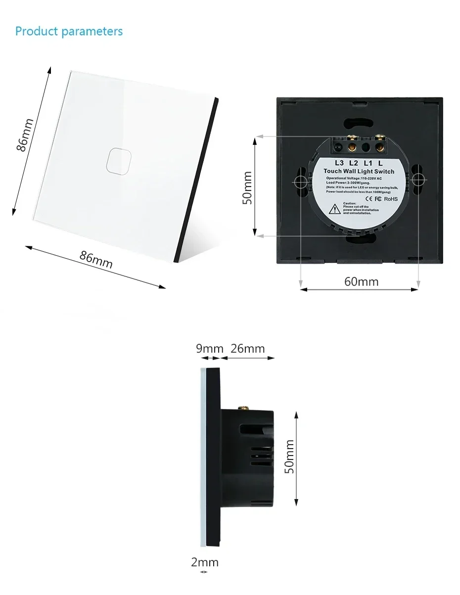 touch switch eu/uk standard white crystal glass panel touch switch, ac220v,1 touch switch eu/uk standard white crystal glass panel touch switch, ac220v,1