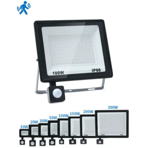 led floodlight motion sensor ac220v ac110v 10w 300w waterproof outdoor projector
