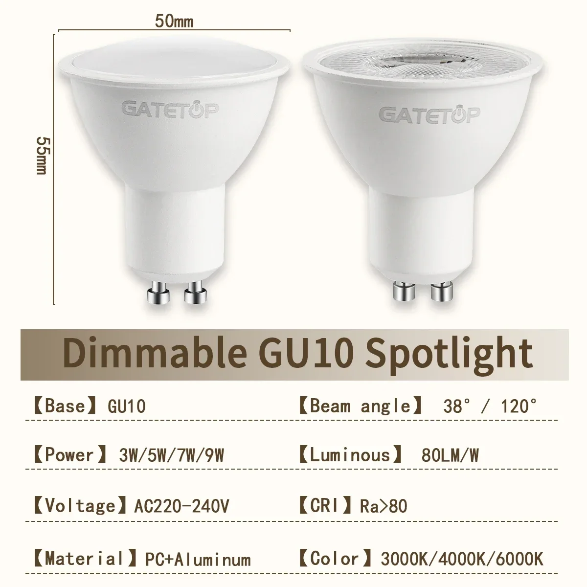 10pcs led dimmable bulb gu10 3000k 6000k 220v 10pcs led dimmable bulb gu10 3000k 6000k 220v