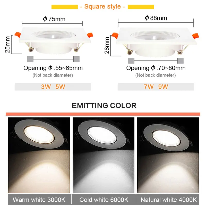 10pcs led downlights 7w 9w spot lights 5w 12w 3w ac220v 110v cob 10pcs led downlights 7w 9w spot lights 5w 12w 3w ac220v 110v cob