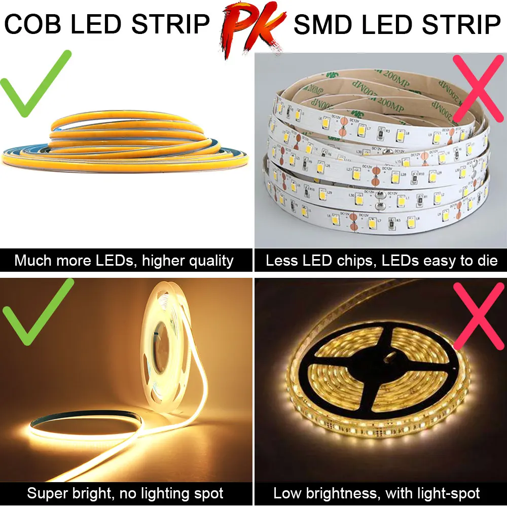 5m led strip light 12v 24v cob led strip high density flexible dimmable led tape 5m led strip light 12v 24v cob led strip high density flexible dimmable led tape