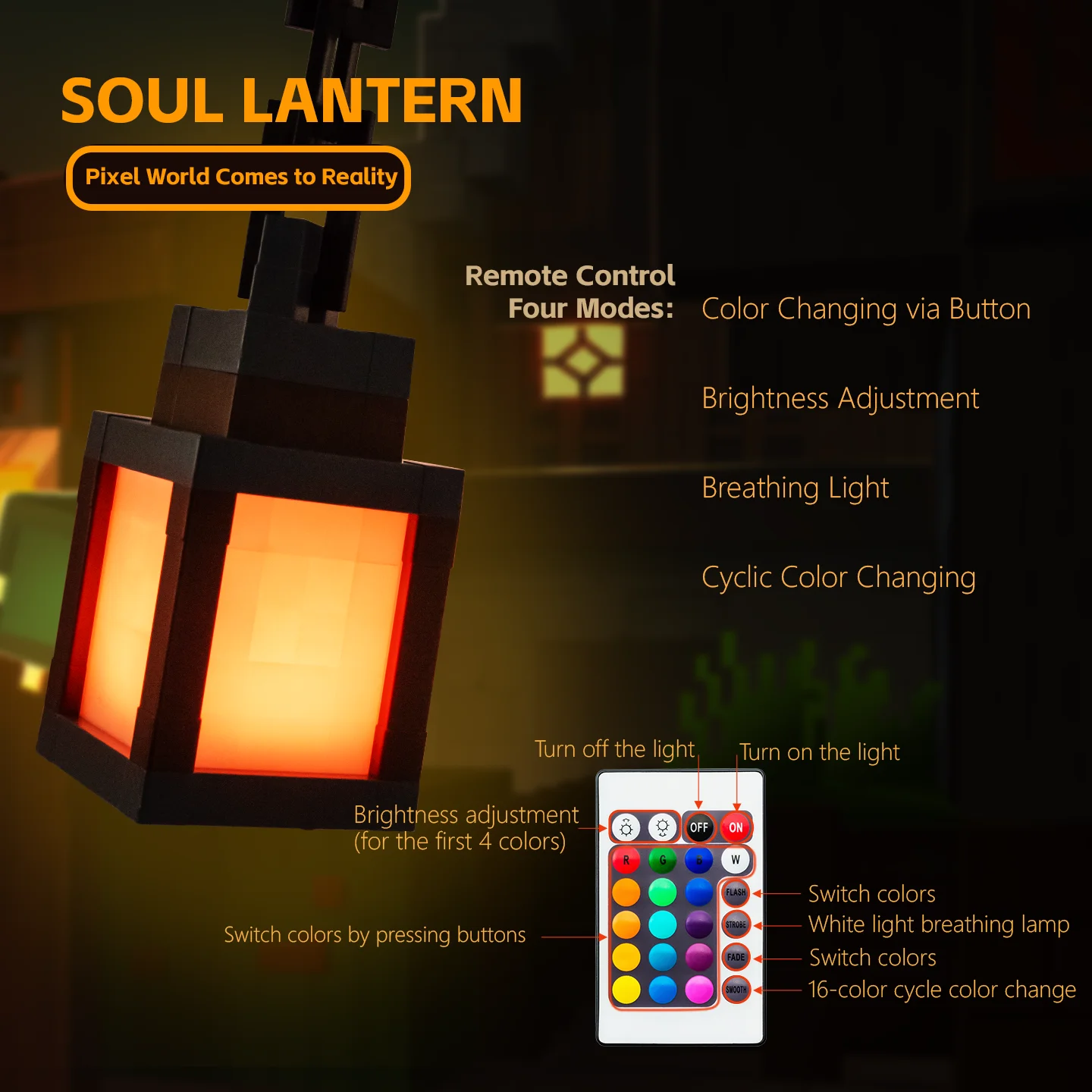 pixel style night light portable lantern tabletop ornament 16 colors lantern pixel style night light portable lantern tabletop ornament 16 colors lantern