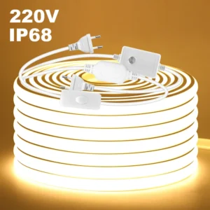 ip68 waterproof cob led strip light 220v dimmer switch power kit