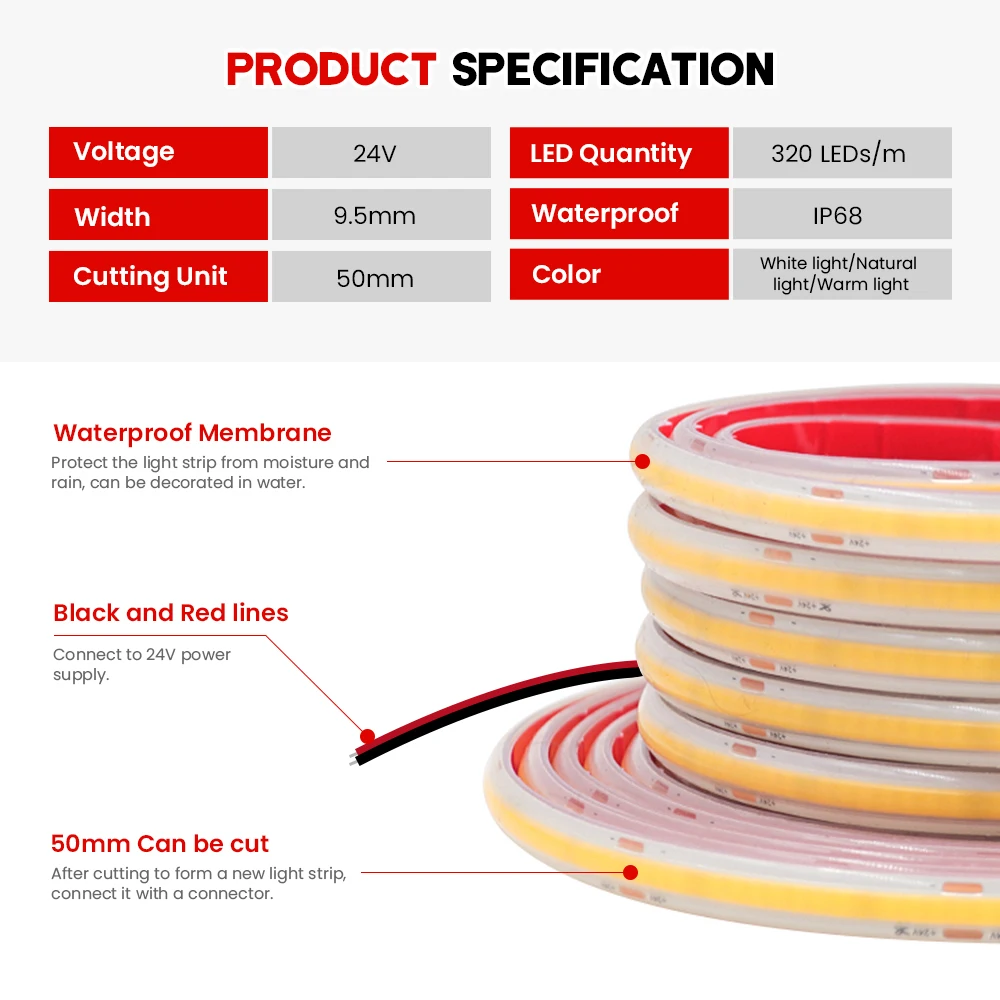 ip68 waterproof cob led strip lights ip68 waterproof cob led strip lights