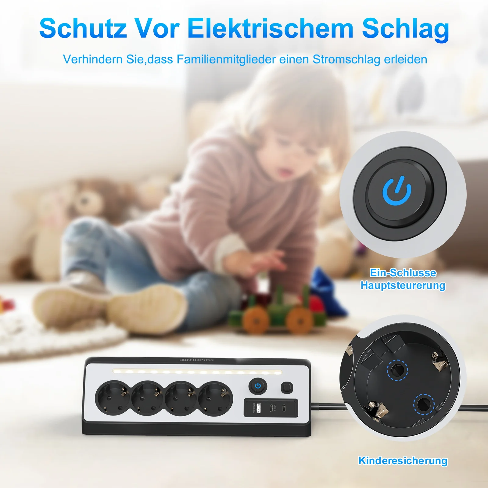 corner socket eu plug power strip with led light, 1.5m cable corner socket eu plug power strip with led light, 1.5m cable