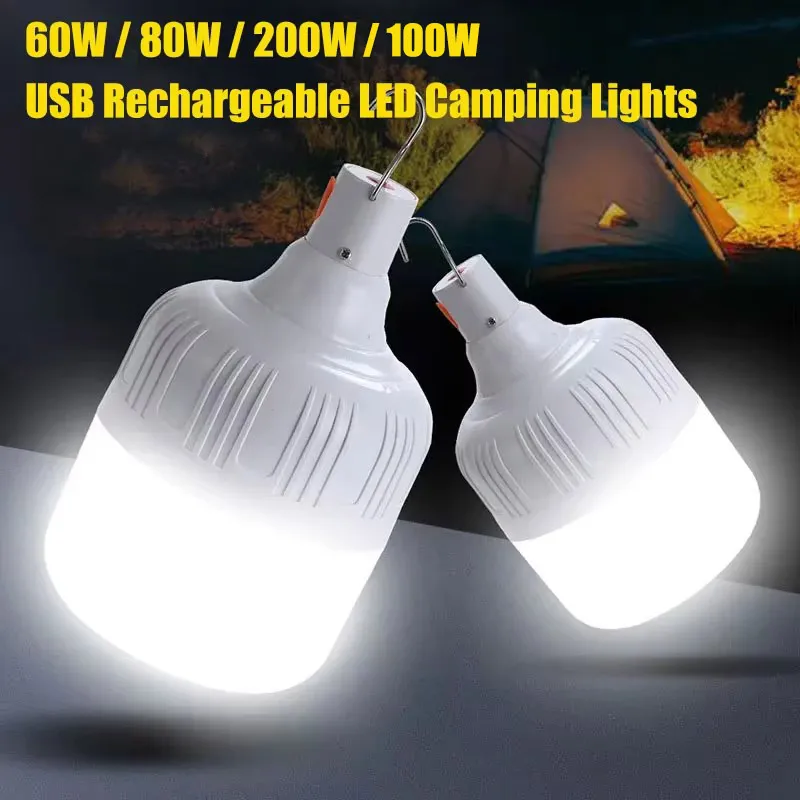 portable led camping lantern rechargeable 60w/80w/100w/200w lamp bulb portable led camping lantern rechargeable 60w/80w/100w/200w lamp bulb