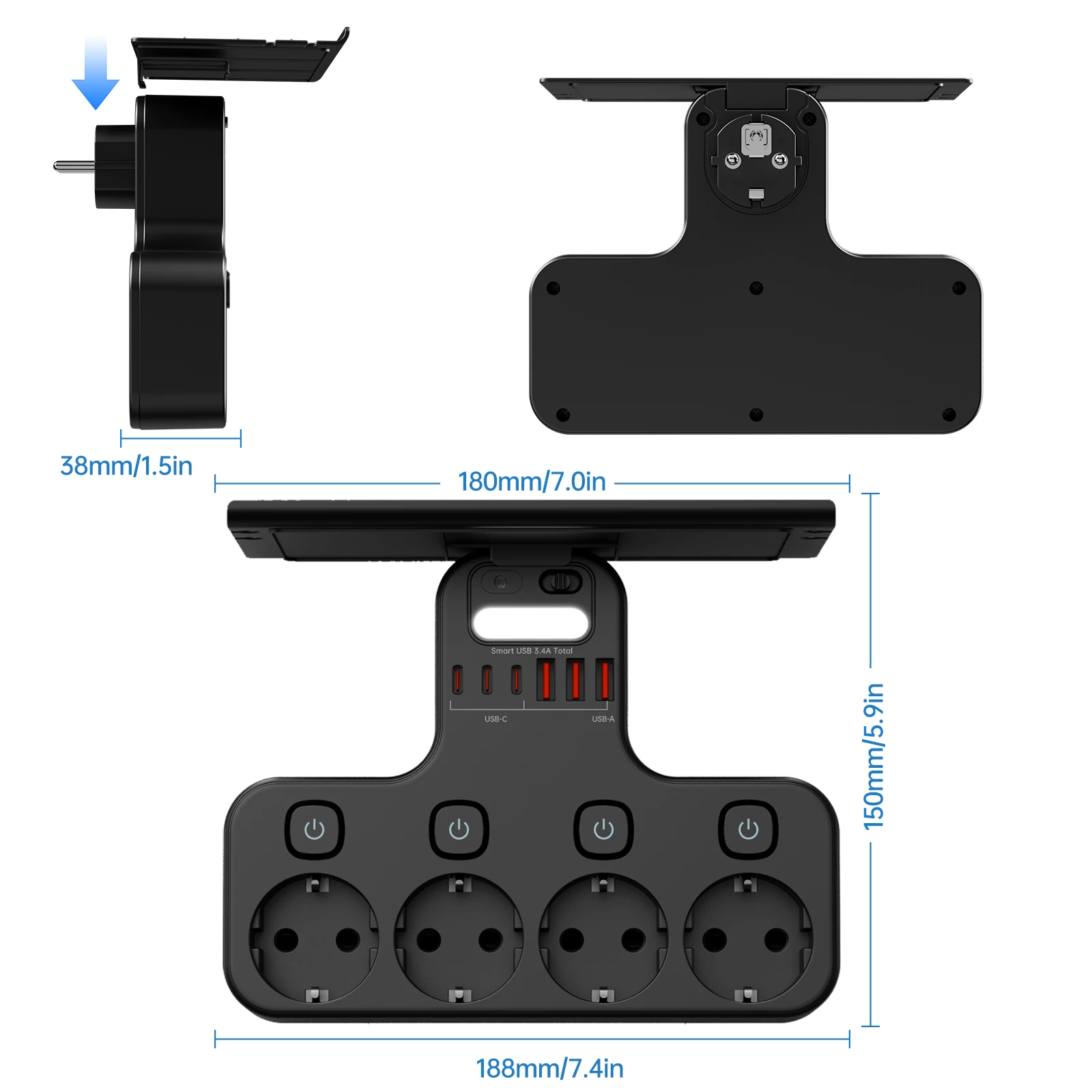 4000w eu multifunction socket smart night light individual switch eu plug 4 ac power strip with phone holder 2 usb a 2 usb c 4000w eu multifunction socket smart night light individual switch eu plug 4 ac power strip with phone holder 2 usb a 2 usb c