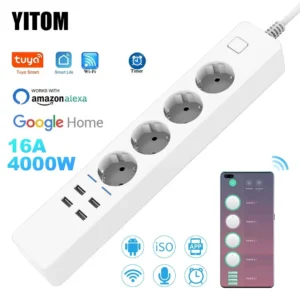 smart power strip wifi 4 eu outlets plug 4 usb charging port timing app