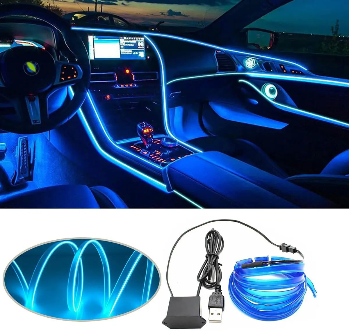2m/3m/5m led car interior decoration light el wiring neon strip 2m/3m/5m led car interior decoration light el wiring neon strip