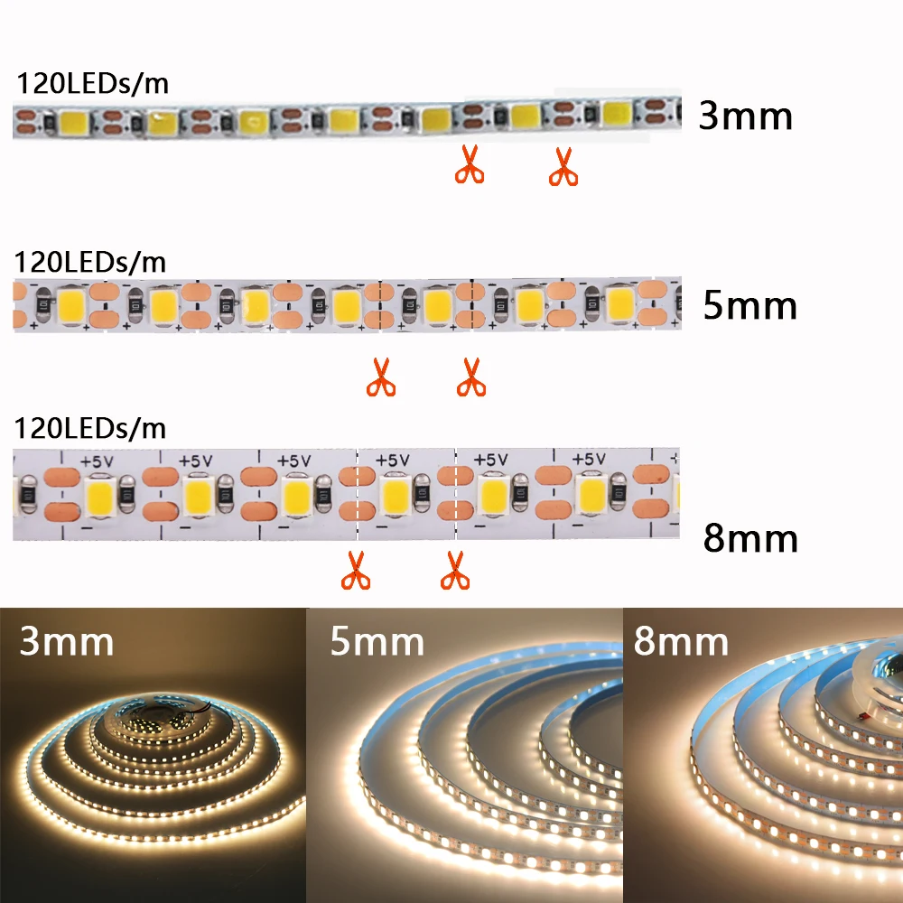 5v 3mm 5mm 8mm pcb led strip light 5v 3mm 5mm 8mm pcb led strip light