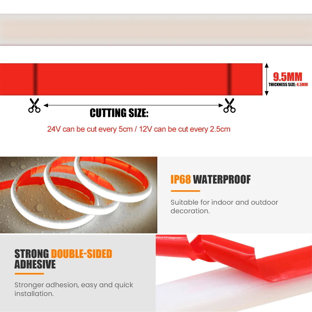 dc 12v cob led strip neon light ip68 waterproof dc 12v cob led strip neon light ip68 waterproof
