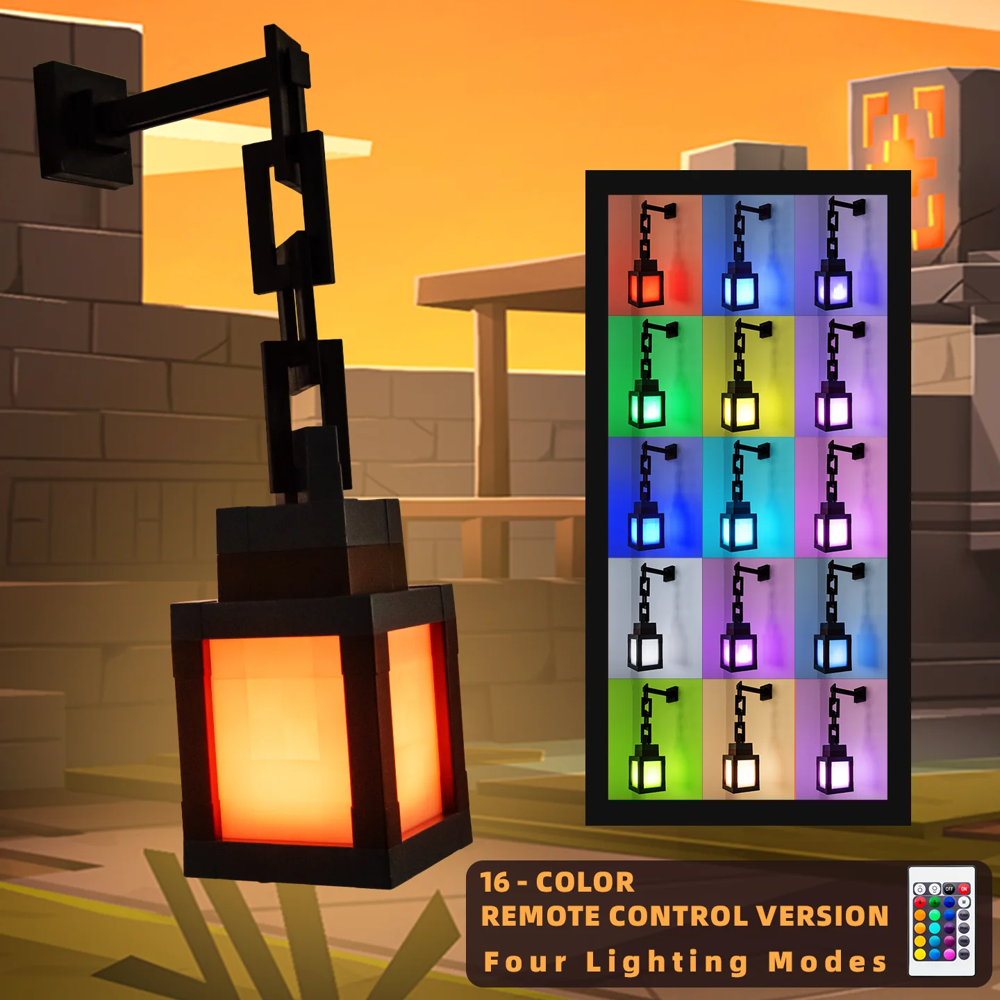 pixel style night light portable lantern tabletop ornament 16 colors lantern pixel style night light portable lantern tabletop ornament 16 colors lantern